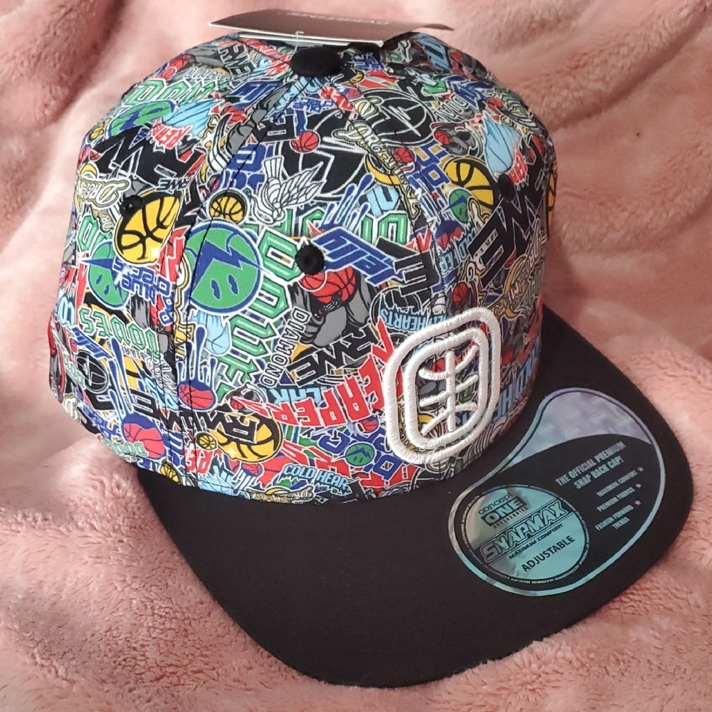 Overtime Basketball Teams Flat Bill Snap Back Cap